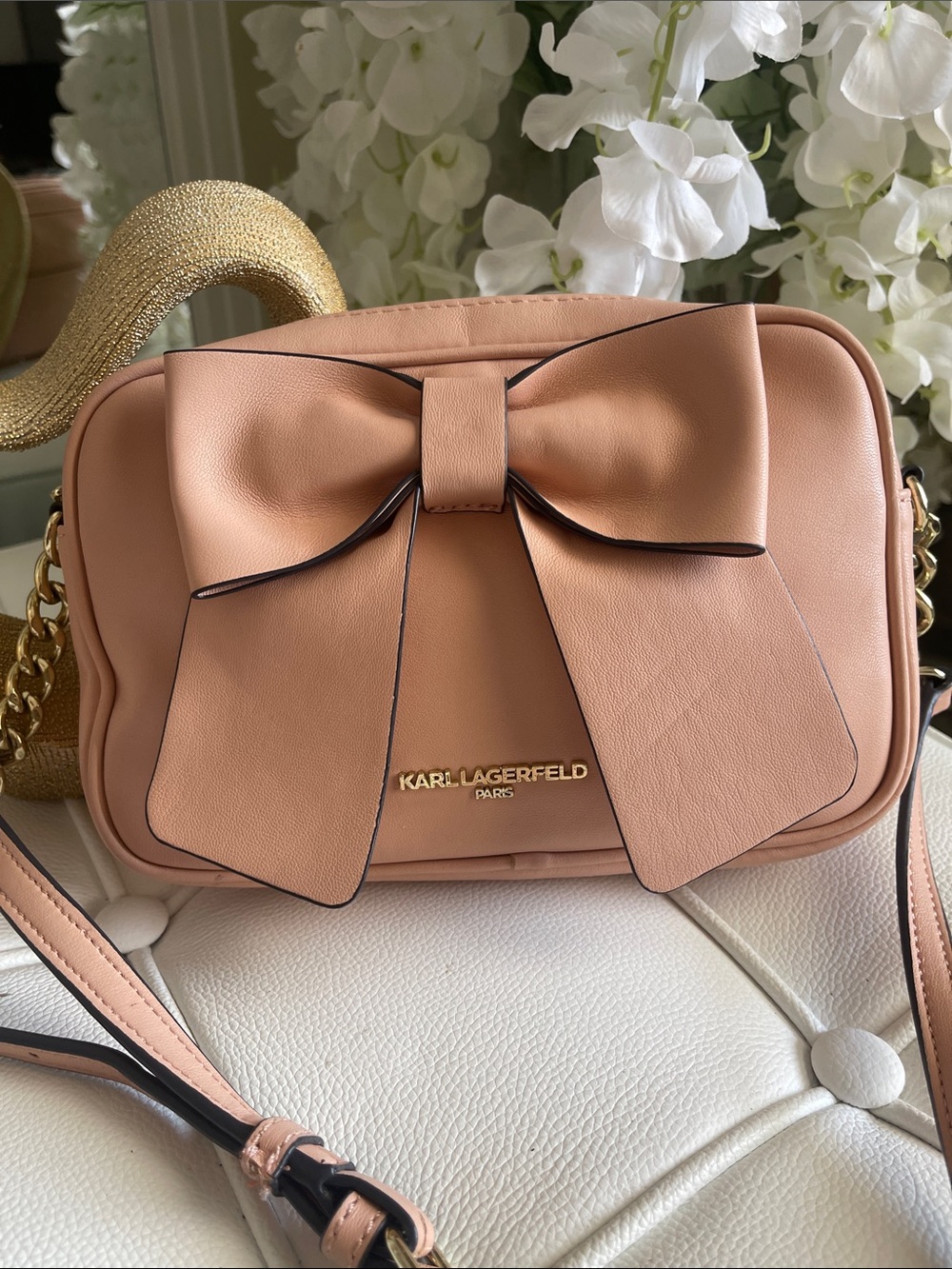 Karl Lagerfeld Pink Bow Crossbody Bag very clean.